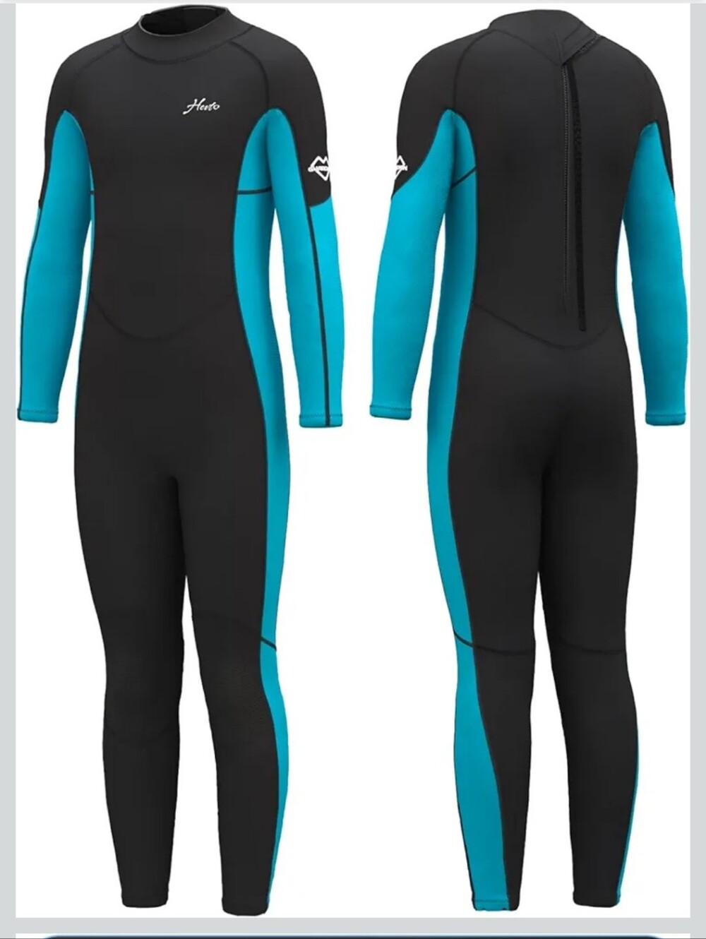 Hevto Teen Black and Teal Full-Body Wetsuit